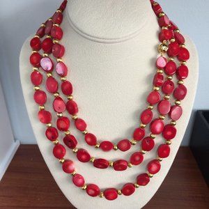 Genuine Red Coral with gold plated Magnetic clasp